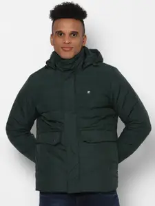 Allen Solly Men Green Quilted Hooded Jacket