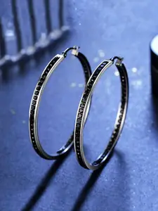 Yellow Chimes Black Quirky Hoop Earrings