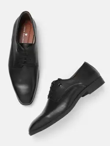 Louis Philippe Men Black Solid Leather Formal Derbys