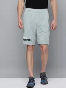 PUMA Hoops Grey Typography Printed Mesh Practice Knitted Men's Sustainable Shorts