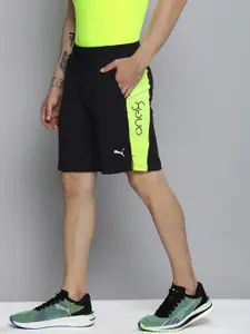 one8 x PUMA Men Black & Yellow Colourblocked dryCELL Virat Kohli Sports Shorts