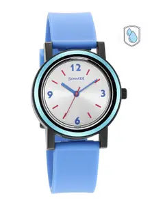 Sonata Women Silver-Toned Dial & Blue Straps Analogue Watch 87038PP03W