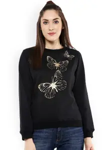 SASSAFRAS Black Cotton Printed Sweatshirt