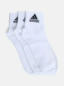 ADIDAS Men Pack Of 3 White Ankle Length-Socks
