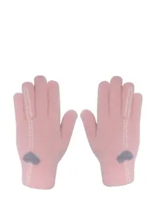 LOOM LEGACY Women Pink & Blue Patterned Hand Gloves