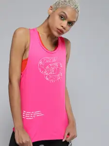 HRX By Hrithik Roshan Running Women FUCHIA PINK Rapid-Dry Typography Tshirts