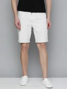 Mast & Harbour Men White Solid Denim Shorts