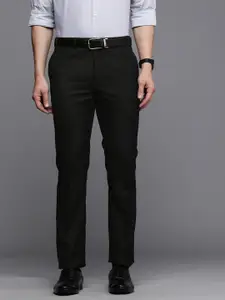 Raymond Men Black Slim Fit Solid Mid-Rise Formal Trousers