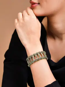 Rubans Voguish Women Gold-Toned & Green Handcrafted Armlet Bracelet