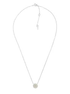 Fossil Women Sterling Silver Silver-Plated Crystal Necklace