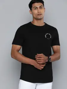 Harvard Men Black & Off White Typography Printed Slim Fit Casual T-shirt