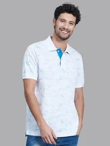 Beverly Hills Polo Club Men White & Blue Polo Collar T-shirt