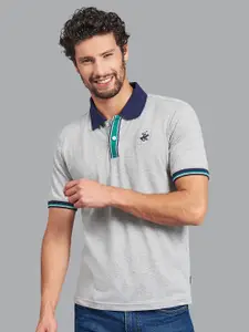 Beverly Hills Polo Club Men Grey Varsity Polo Collar T-shirt