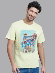 Beverly Hills Polo Club Men Yellow & Blue Printed Cotton T-shirt