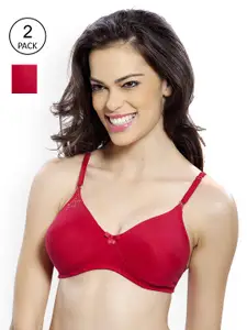 Lady Love Pack of 2 Red T-shirt Bras