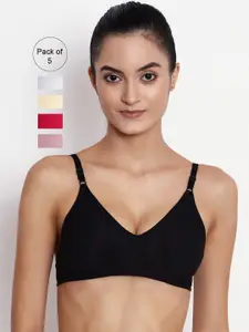 ABELINO Pack Of 5 Solid Non Padded Non Wired T Shirt Bra