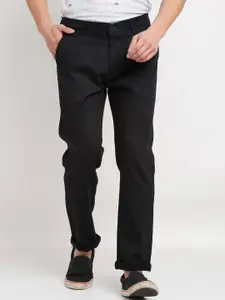 Rodamo Men Navy Blue Textured Chinos Trousers