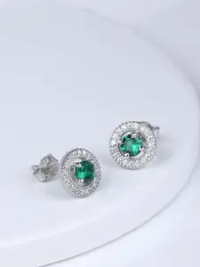 GIVA 925 Silver Forest Green Shining Halo Studs
