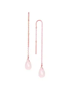 GIVA GIVA Rose Gold Plated & Pink Contemporary Drop Earrings