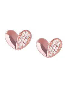 GIVA 925 Sterling Silver Rose Gold Plated Made for Each Other Studs