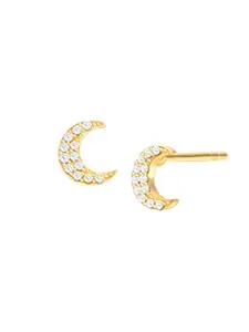 GIVA 925 Silver Golden Crescent Zircon Earrings