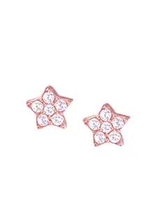 GIVA Rose Gold Plated White Floral Cubic Zirconia Studs Earrings
