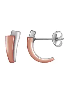 GIVA 925 Sterling Silver Rose Gold Plated Contemporary Half Hoop Earrings