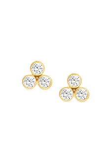 GIVA 925 Silver Golden Three-Stoned Stud Earrings