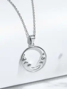 GIVA 925 Sterling Silver Rhodium Plated Sphere Wave Pendant with Link Chain
