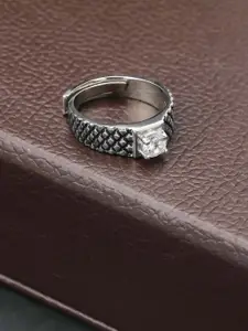 GIVA 925 Sterling Silver Rhodium Plated Zircon Mesh Ring