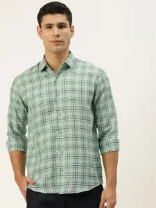 JAINISH Men Green Smart Tartan Checks Regular Fit Pure Cotton Casual Shirt