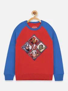 Kids Ville Boys Red & Blue Avengers Printed Sweatshirt