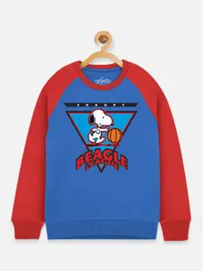 Kids Ville Boys Blue & Red Peanuts Printed Sweatshirt