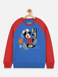 Kids Ville Boys Blue & Red Mickey Mouse Printed Sweatshirt