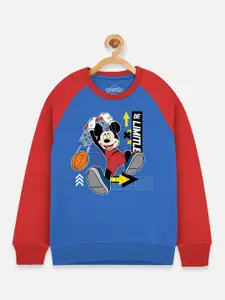 Kids Ville Boys Blue & Red Mickey Mouse Printed Sweatshirt
