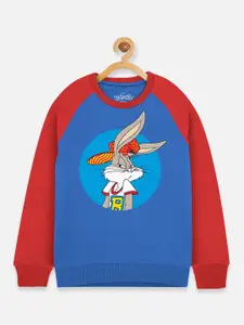 Kids Ville Boys Red Looney Tunes Printed Round Neck Sweatshirt