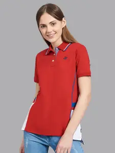 Beverly Hills Polo Club Women Red Polo Collar T-shirt