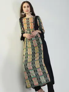 SHOWOFF Women Multicoloured Floral Printed Keyhole Neck Kurta