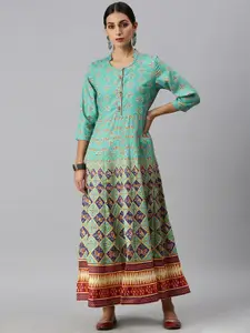 SHOWOFF Women Green Floral Printed Kurta
