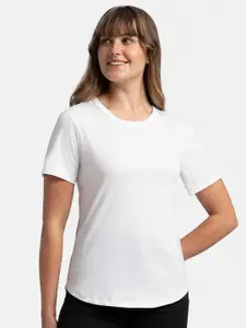 Jockey Super Combed Cotton Relaxed Fit Solid Curved Hem Styled Half Sleeve Tshirt -AW88