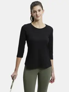 Jockey Cotton Rich Relaxed Fit Solid Round Neck Three Quarter Sleeve T-Shirt
