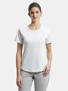 Jockey Cotton Rich Relaxed Fit Solid Curved Hem Styled T-Shirt