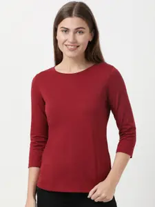 Jockey Women Red Solid Lounge T-shirt
