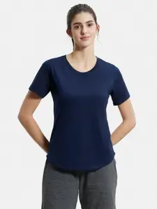 Jockey Women Navy Blue Solid T-shirt