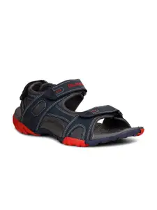 Columbus Men Navy Blue & Red Solid Sports Sandals