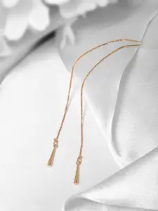 Zavya Rose Gold Rhodium-Plated 925 Sterling Silver Contemporary Drop Earrings