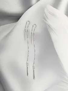 Zavya 925 Sterling Silver Rhodium-Plated Contemporary Drop Earrings