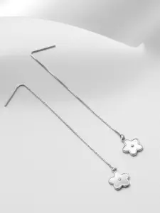 Zavya 925 Sterling Silver Rhodium-Plated Contemporary Drop Earrings