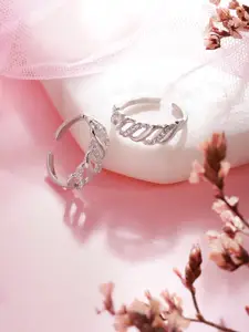 Zavya Women Set of 2 925 Sterling Silver Transparent & Silver Rhodium-Plated Toe Ring