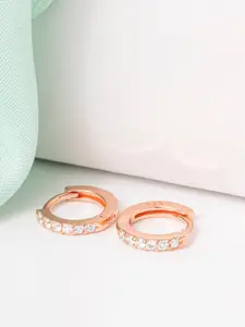 Zavya 925 Pure Silver Rose Gold & White Rose Gold-Plated Circular Hoop Earrings
